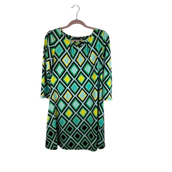 Kaari Blue Dresses & Skirts - Kaari Blue Geometric Green Women's Dress Size Medium